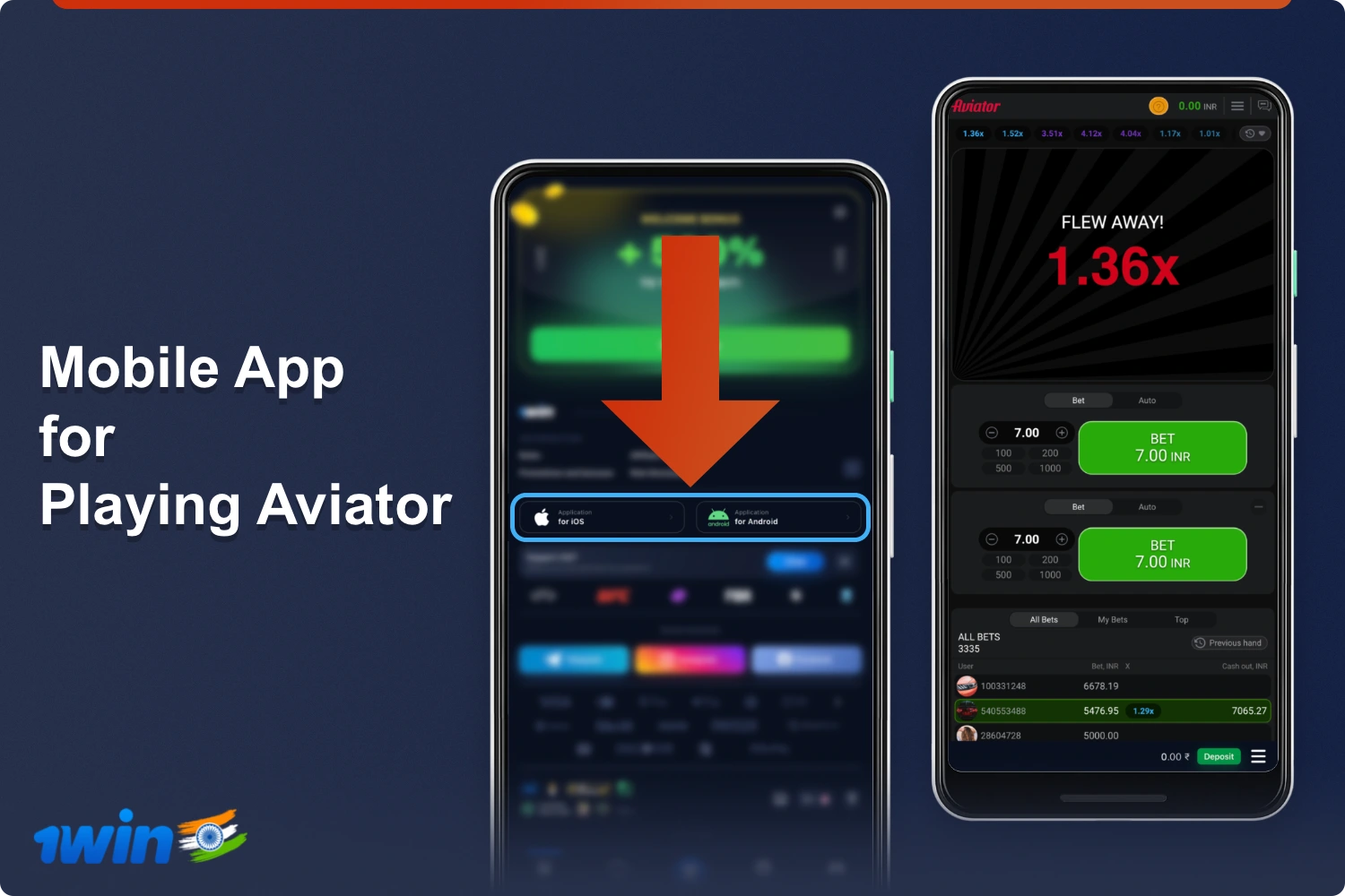 Users from India can play Aviator using the mobile app 1win