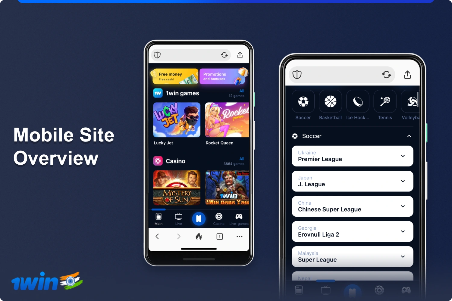 In addition to the app, 1win offers its customers in India a convenient mobile version of the site